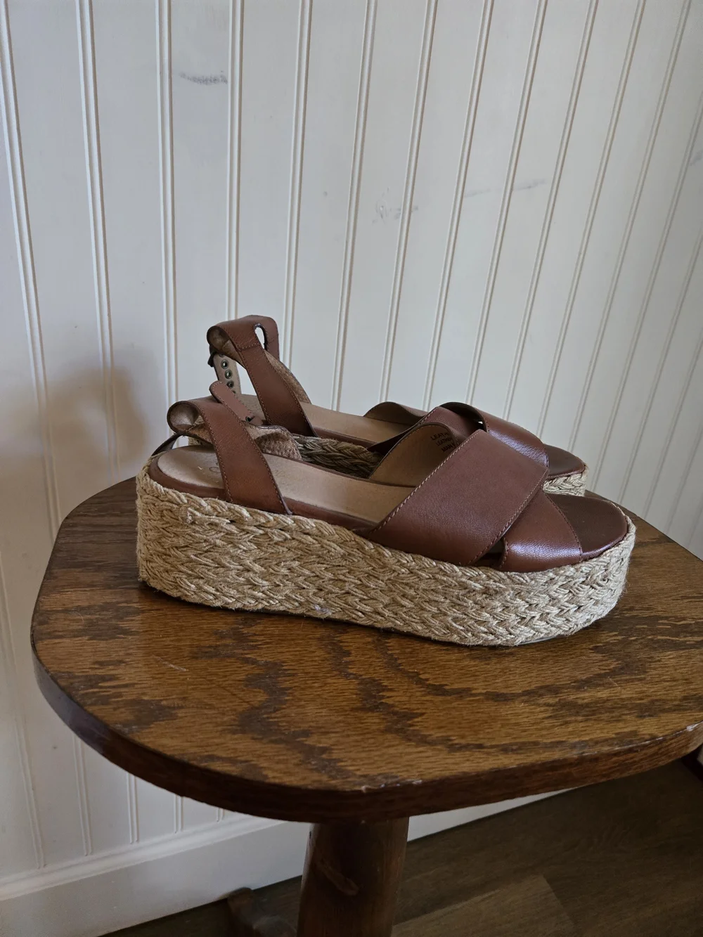 Seychelles Brown Leather Platform Espadrille Sandals